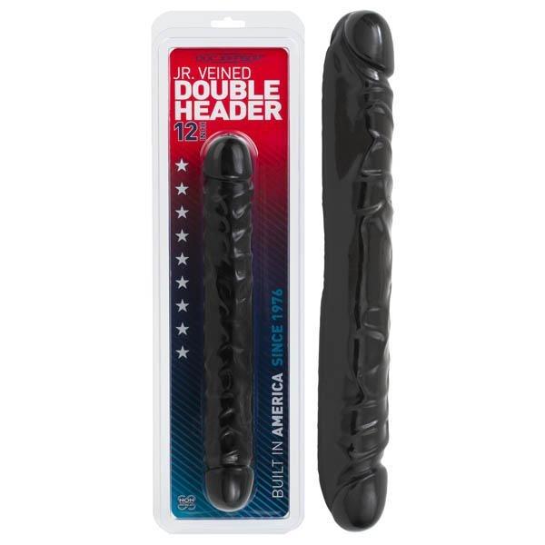 Jr. Veined Double Header - Black 12 Inch Double Dong