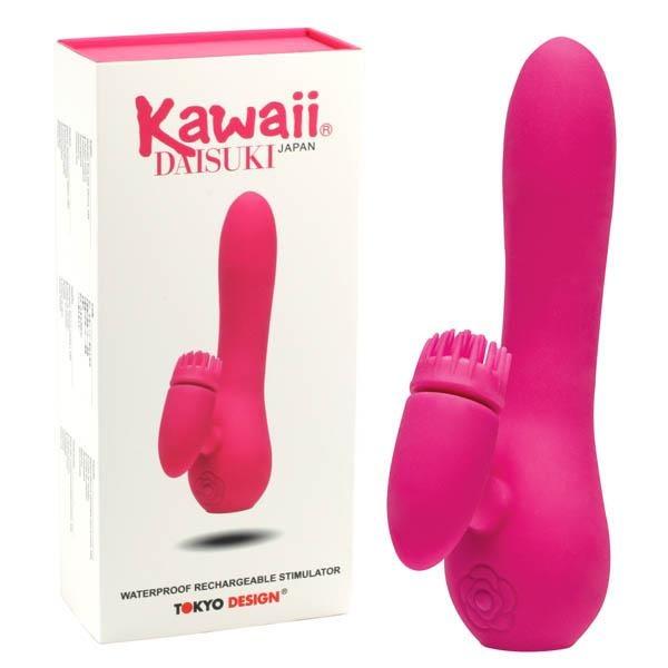 Kawaii Daisuki 3 - Cerise 15.2 cm USB Rechargeable Vibrator with Rotating Clit Stimulator