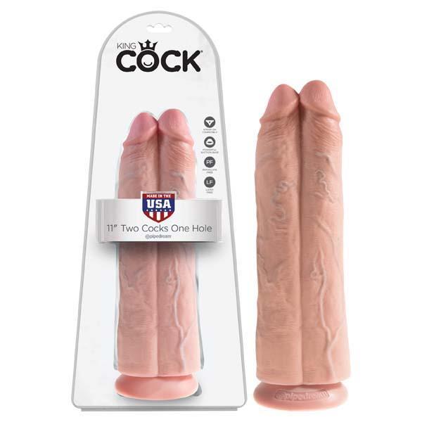King Cock 11'' Two Cocks One Hole - Flesh 28 cm Realistic Dong