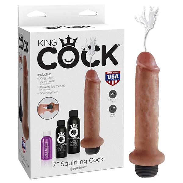 King Cock 7 Inch Squirting Cock - Tan Realistic Dong