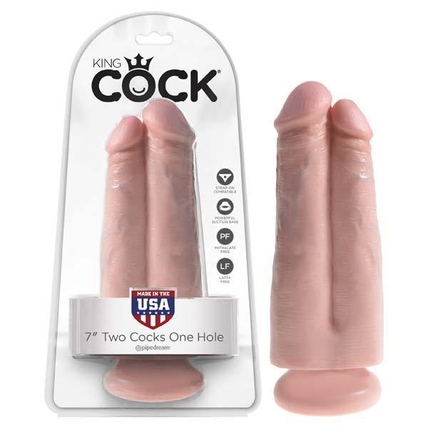 King Cock 7'' Two Cocks One Hole - Flesh 17.8 cm Realistic Dong