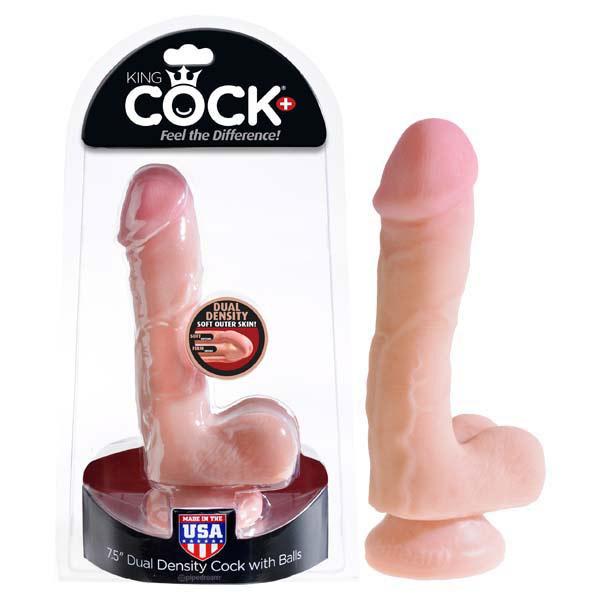 King Cock + 7.5'' Dual Density Cock With Balls - Flesh 19 cm Dong