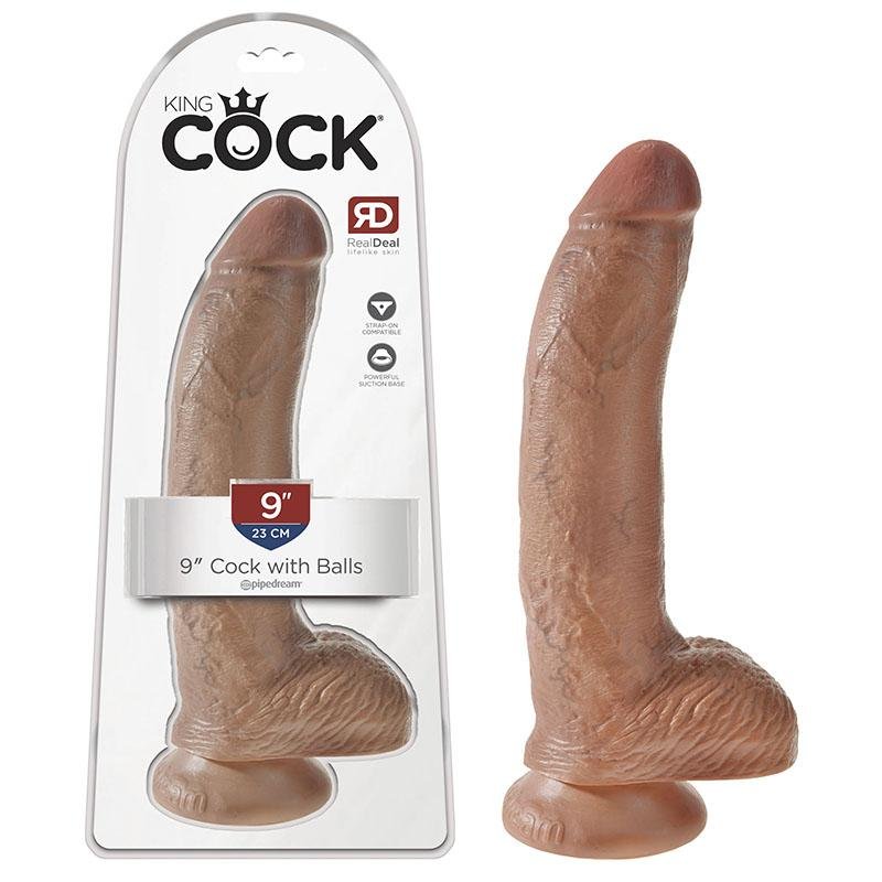 King Cock 9 Inch Tan Cock With Balls