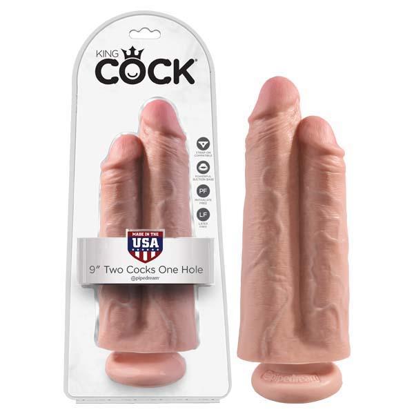 King Cock 9'' Two Cocks One Hole - Flesh 22.9 cm Realistic Dong