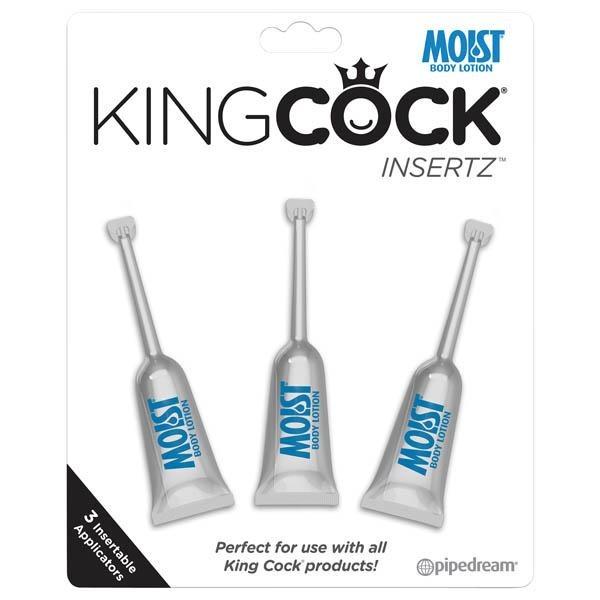 King Cock Moist Insertz - Water Based Lubricant Pillow Packs - 3 Pack