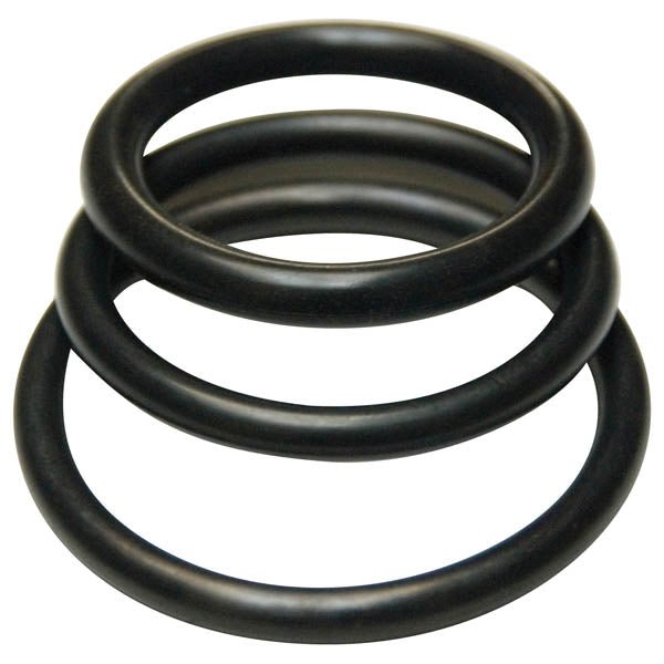 KinkLab Rubber Cock Rings - Black Rubber Cock Rings - Set of 3 Sizes