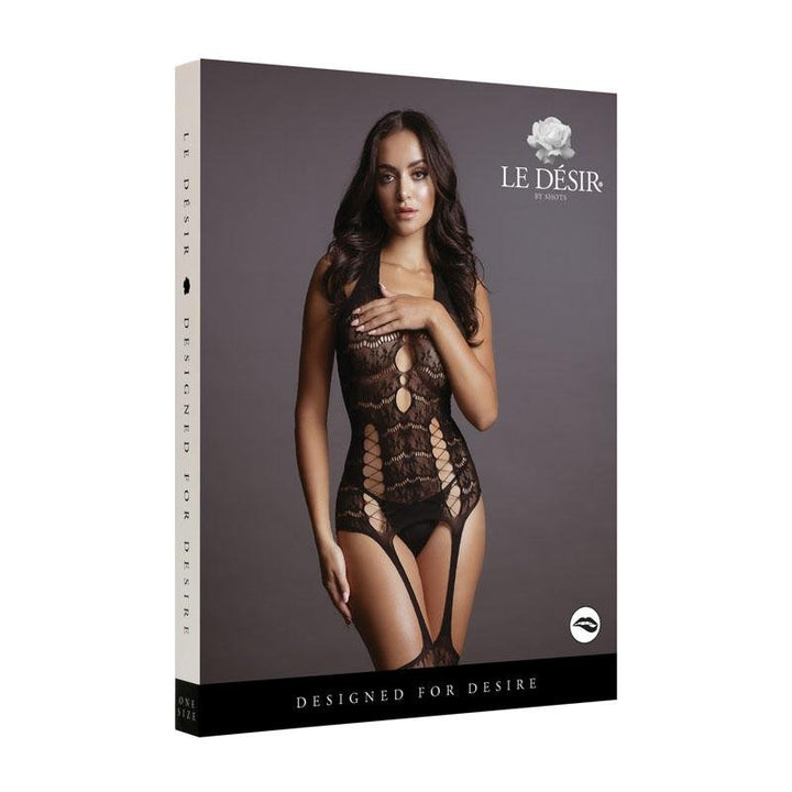 LE DESIR Lace Suspender Bodystocking - Black - One Size