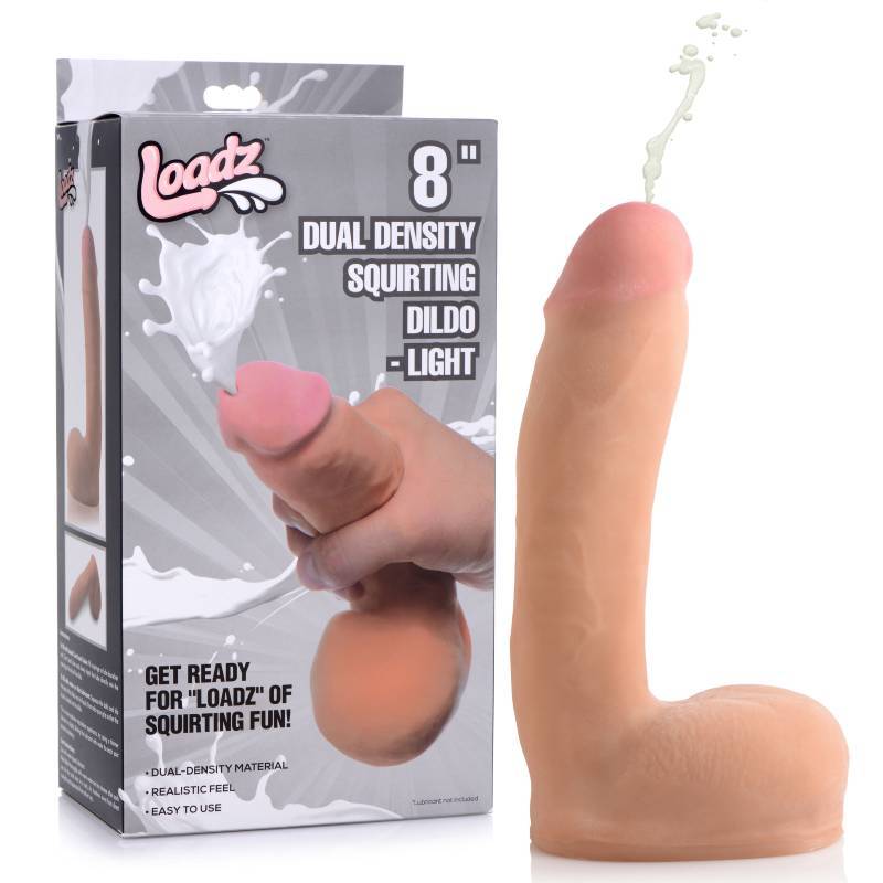 Loadz 8 Inch Dual Density Squirting Dildo - Flesh 