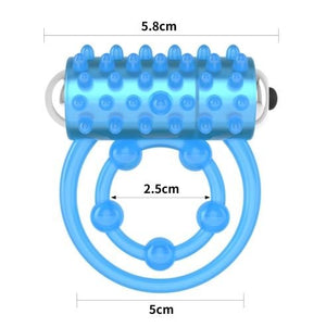Lumino Play Vibrating Glow in the Dark Blue Penis & Balls Cock Ring