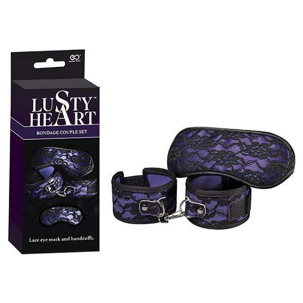 Lusty Heart Cuffs + Eyemask - Purple