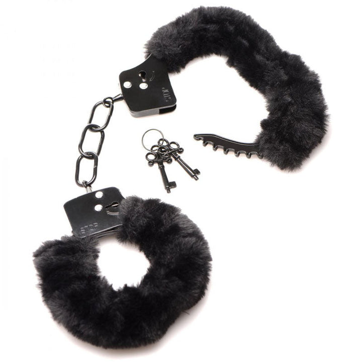 Master Series Cuffed in Fur Black Handcuffs