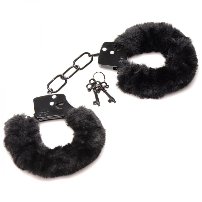 Master Series Cuffed in Fur Black Handcuffs