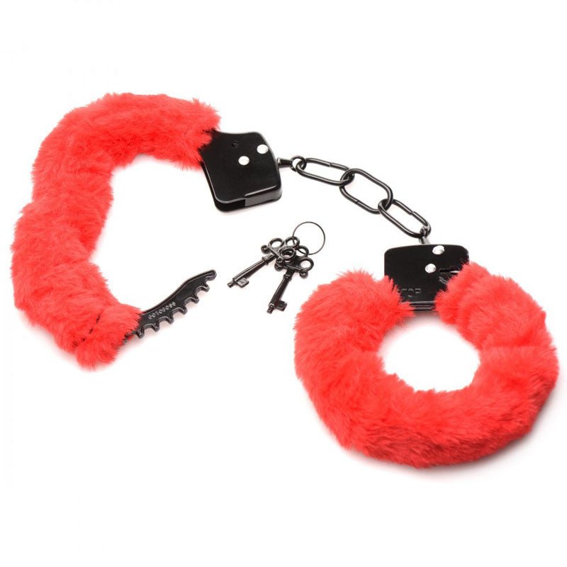 Master Series Cuffed in Fur Red Handcuffs