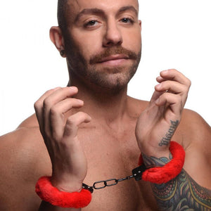 Master Series Cuffed in Fur Red Handcuffs