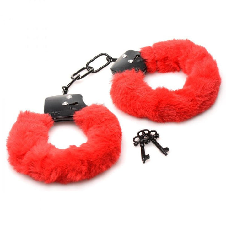 Master Series Cuffed in Fur Red Handcuffs