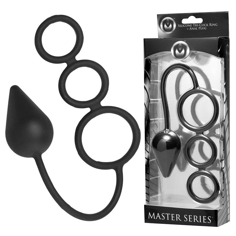 Master Series Silicone Tri-Cock Ring & Anal Plug 
