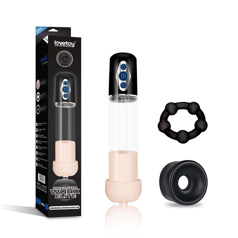Maximizer Worx Elite Clear Pump with Vagina Sleeve & Cock Ring