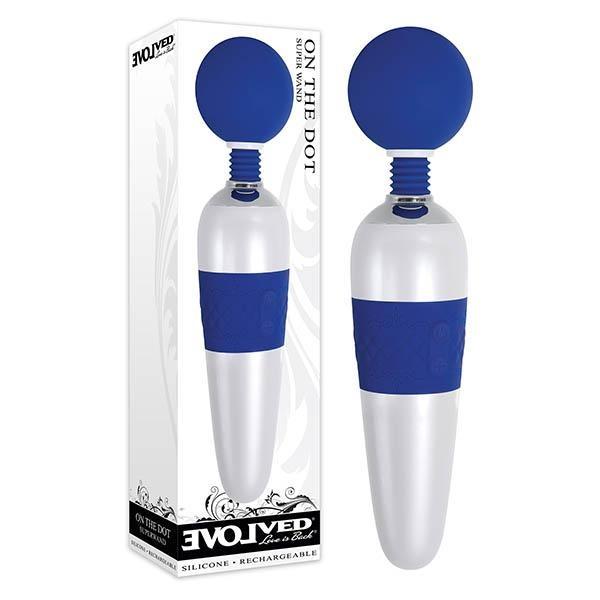 On The Dot Super Wand - White/Blue 28.5 cm USB Rechargeable Massage Wand