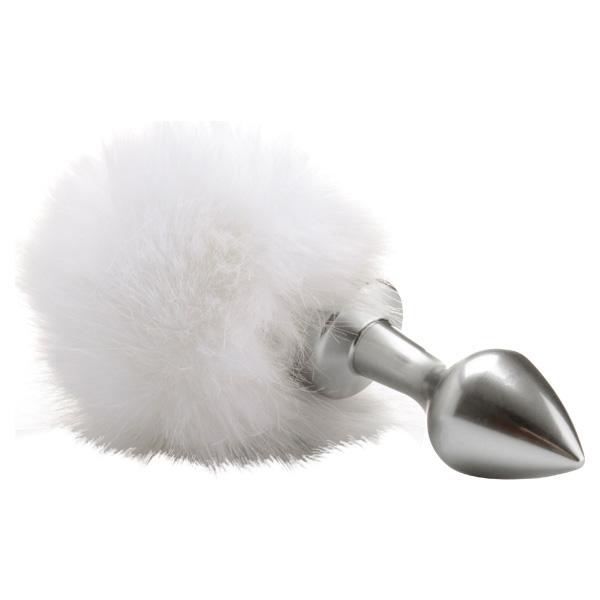 Ouch! Beginner Bunny Tail Butt Plug - Silver Butt Plug with Fluffy Tail