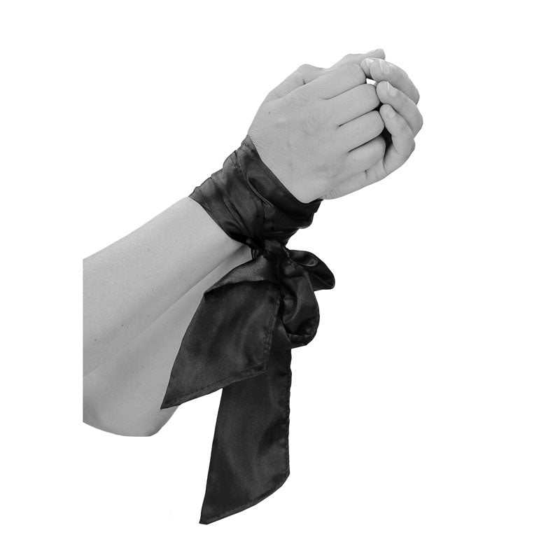 OUCH! Black & White Bondage Silky Ribbon - Black
