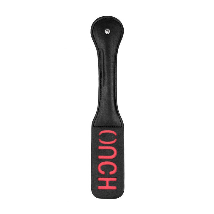 OUCH! Black & White Bonded Leather Paddle ''Ouch'' - Black