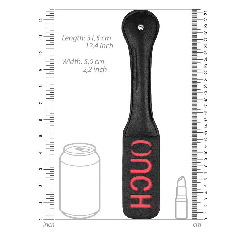 OUCH! Black & White Bonded Leather Paddle ''Ouch'' - Black