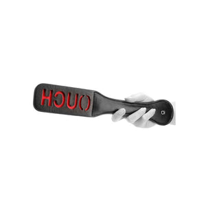 OUCH! Black & White Bonded Leather Paddle ''Ouch'' - Black