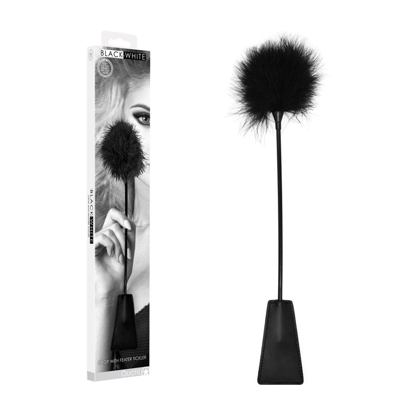OUCH! Black & White Crop with Feather Tickler - Black