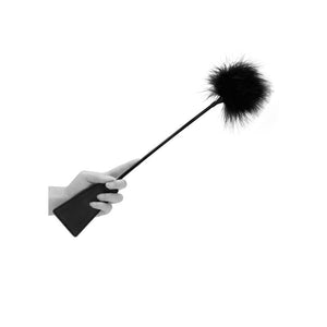 OUCH! Black & White Crop with Feather Tickler - Black