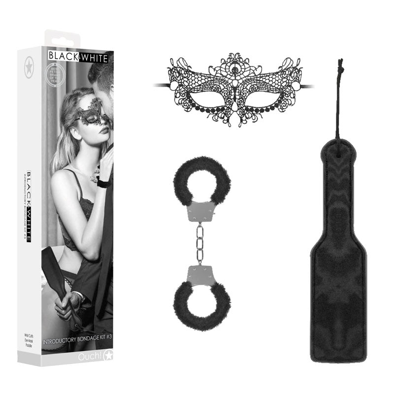 OUCH! Black & White Introductory Bondage Kit #3 - 3 Piece Set