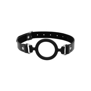 OUCH! Black & White Silicone Ring Gag - Black