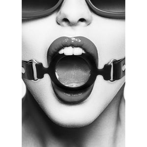 OUCH! Black & White Silicone Ring Gag - Black