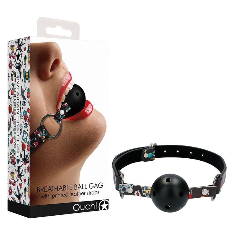 Ouch! Breatheable Ball Gag - Old School Tattoo Style 