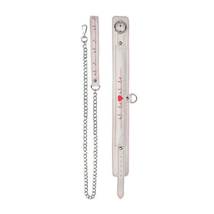 OUCH! Collar With Leash - Nurse Theme - White/Red Restraint