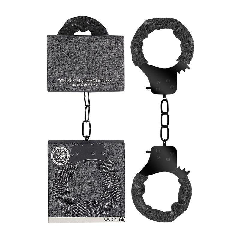 Ouch! Denim Metal Handcuffs - Black 