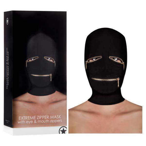 Ouch! Extreme Zipper Mask With Eye And Mouth Zipper - Black Hood
