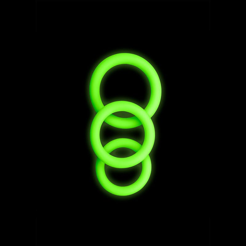 Ouch! Glow In The Dark Cock Ring Set - Set of 3