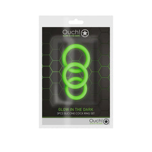 Ouch! Glow In The Dark Cock Ring Set - Set of 3