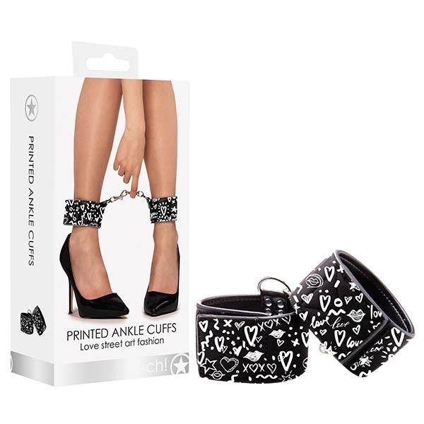 Ouch! Graffiti Ankle Cuffs - Black Restraints