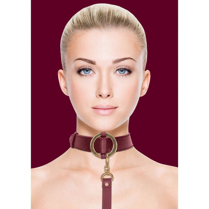 OUCH! Halo - Collar With Leash - Burgundy 