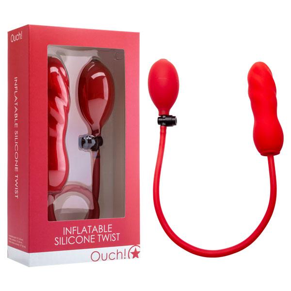 Ouch Inflatable Silicone Twist - Red Inflatable Dong