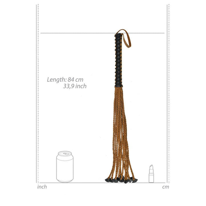 OUCH! Italian Leather Braided Tails Brown 84cm Flogger Whip