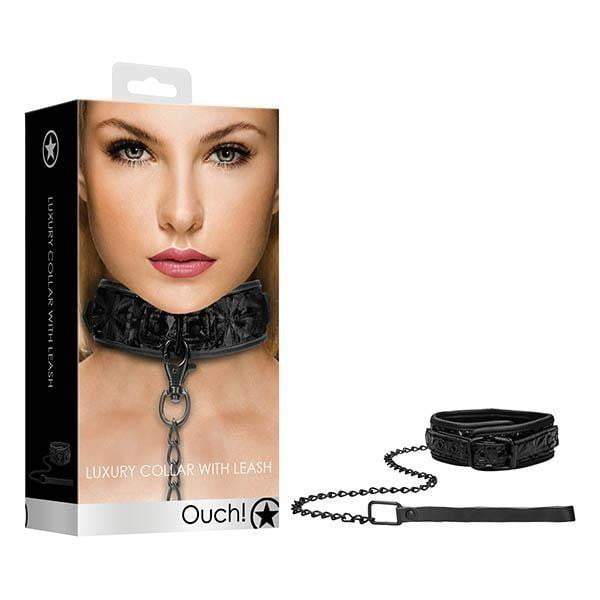 Ouch! Luxury Black Collar with Leash Restraint