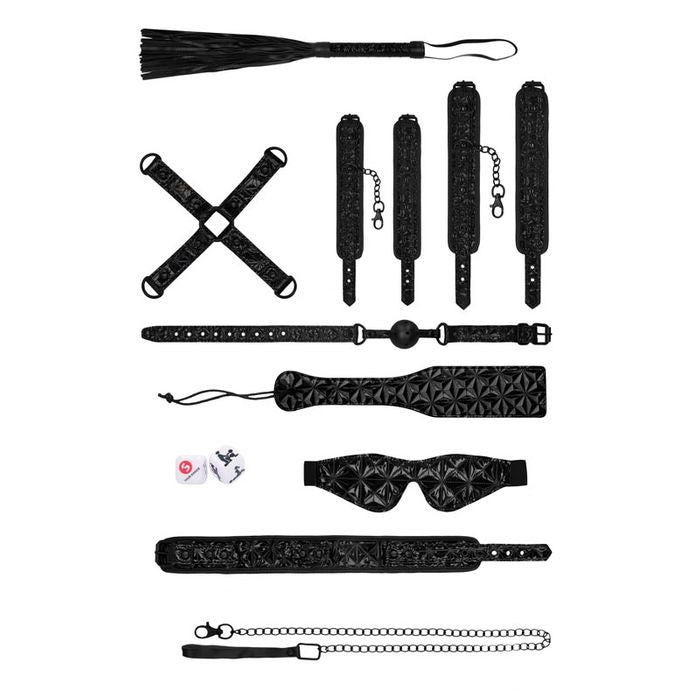 OUCH! Luxury Bondage Kit - Black - 10 Piece Set