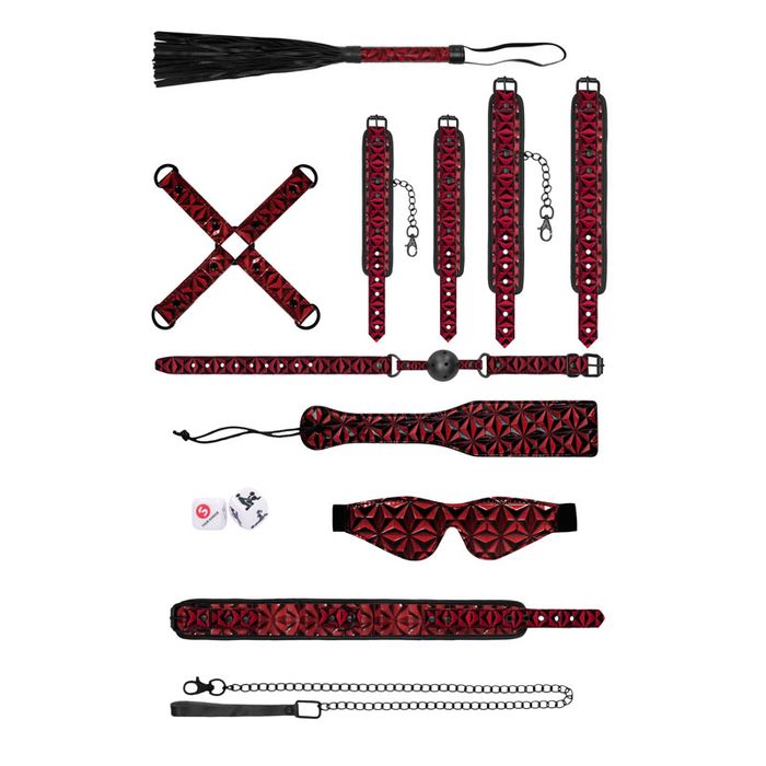 OUCH! Luxury Bondage Kit - Burgundy - 10 Piece Set