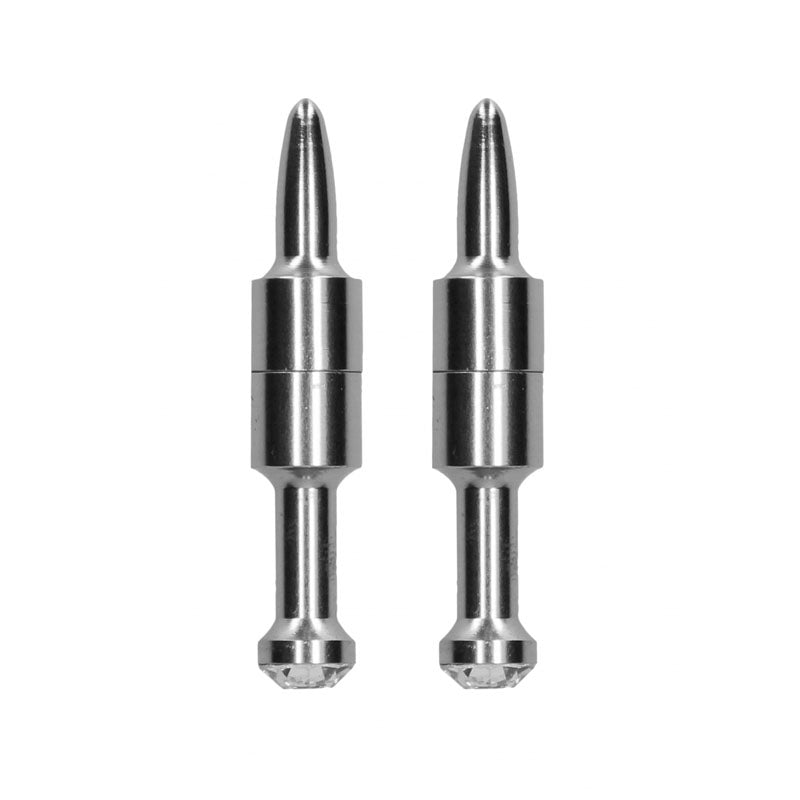 OUCH! Magnetic Diamond Pin Silver Nipple Clamps - Set of 2