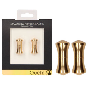 OUCH! Magnetic Balance Pin Gold Nipple Clamps - Set of 2
