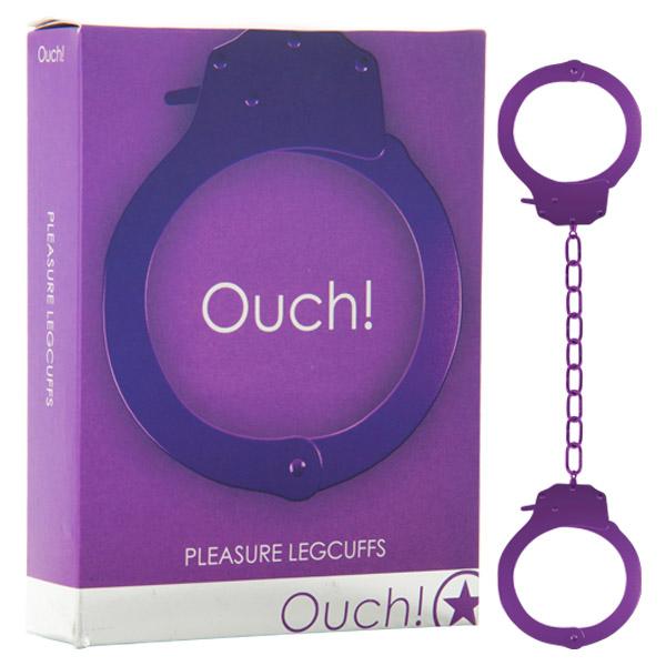 Ouch Pleasure Legcuffs - Purple Metal Restraints