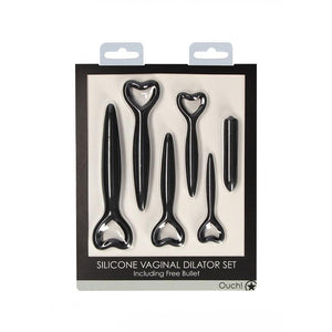 OUCH! Silicone Vaginal Vibrating Dilator - Black - Set of 5 Sizes