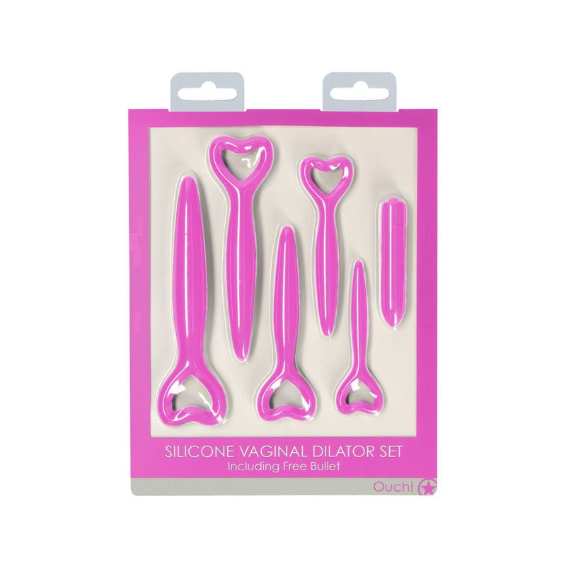 OUCH! Silicone Vaginal Dilator Set - Pink - Vibrating - Set of 5 Sizes
